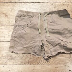 Royalty For Me Sage Green Distressed Drawstring Shorts | Medium
